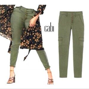 CAbi Button Fly Skinny Cargo Pants - Olive Green Size 10